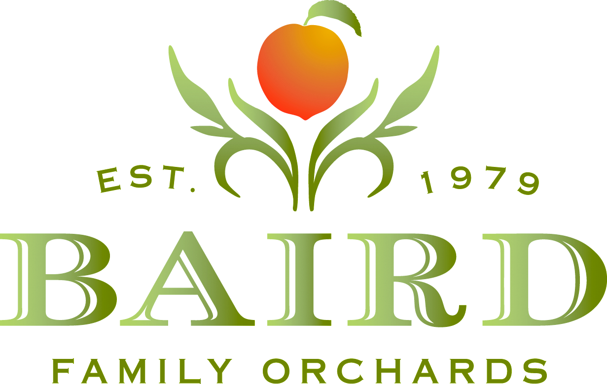 baird family orchards logo with peach